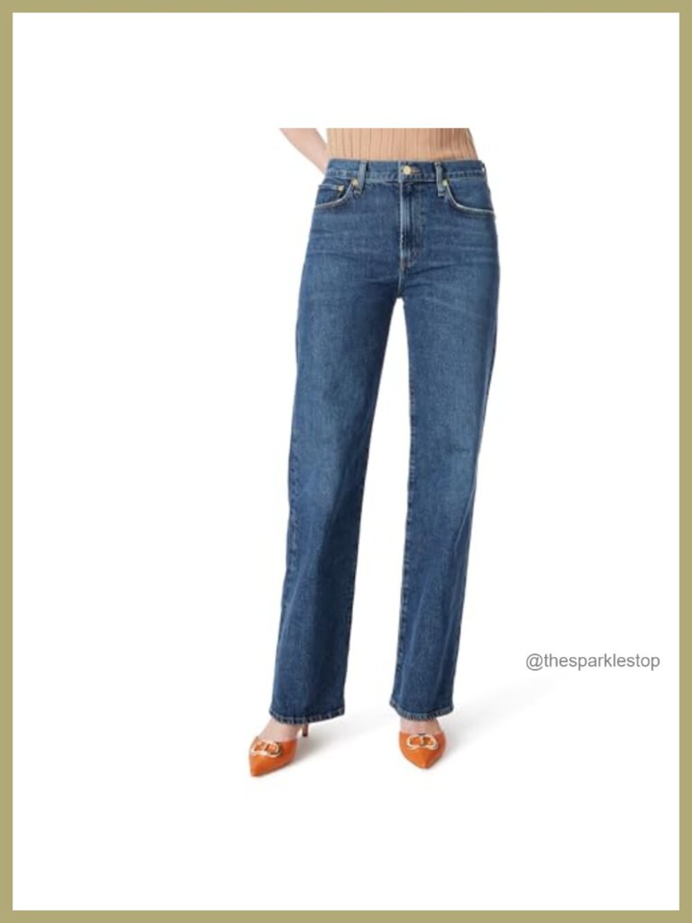 High Rise 5 Pocket Straight Wide Leg Jeans Standard Fit